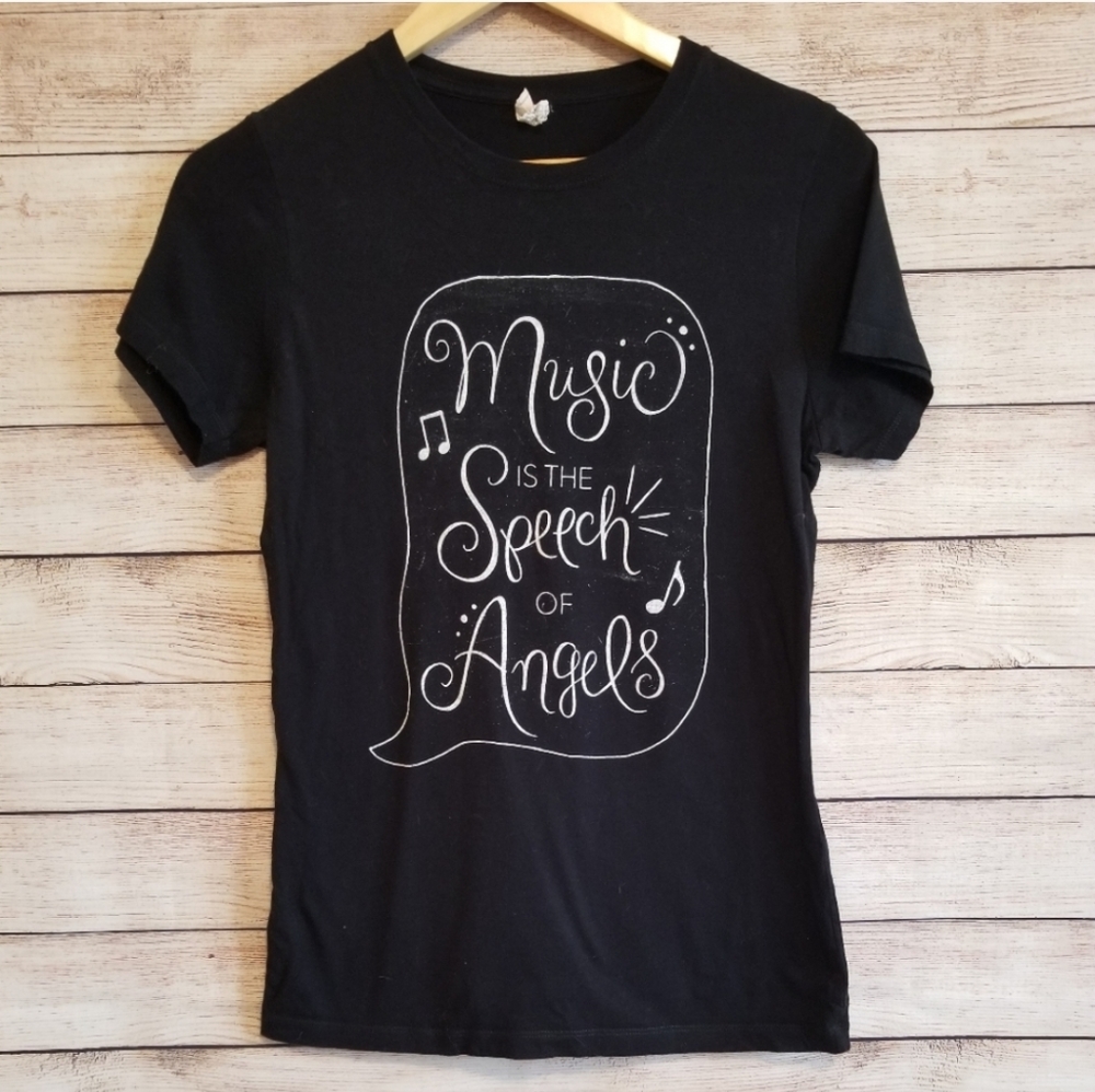 hot topic music is the speech of angel's tshirt